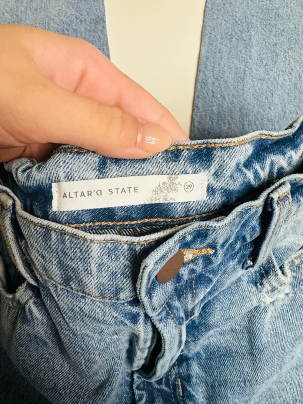 Altar’d State Light Wash Distressed High-Rise Jeans - Picture 5 of 5